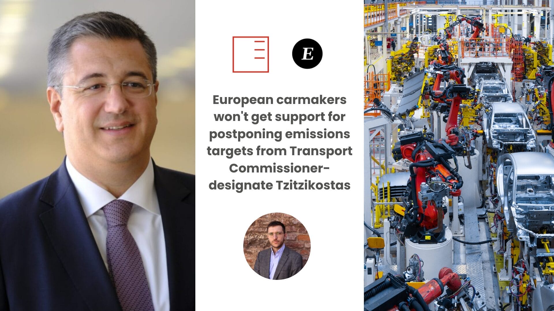 Ekonomický deník | European carmakers won't get support for postponing emissions targets from Transport Commissioner-designate Tzitzikostas