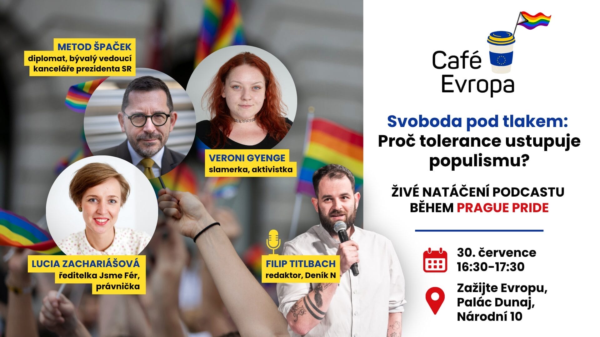 Veřejné natáčení podcastu Café Evropa na Prague Pride: Svoboda pod tlakem